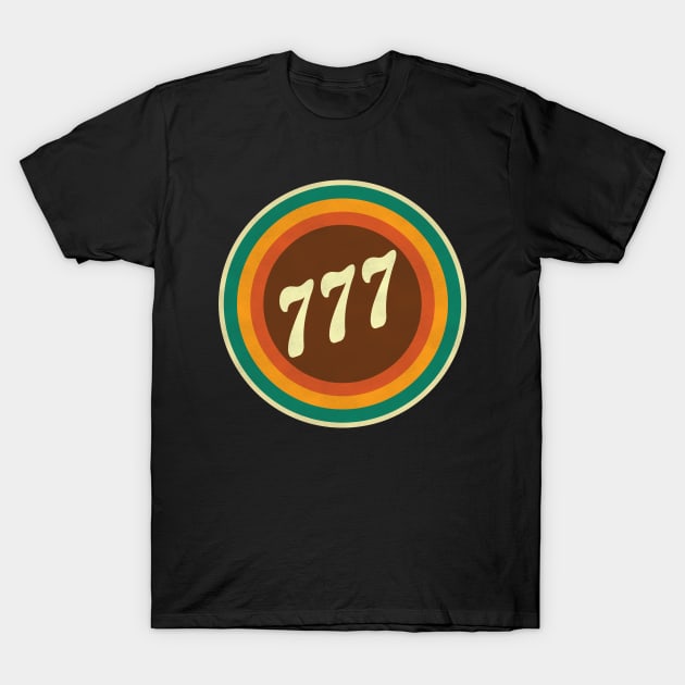 Retro Vintage Circular Logo Angel Number 777 T-Shirt by Inspire Enclave
